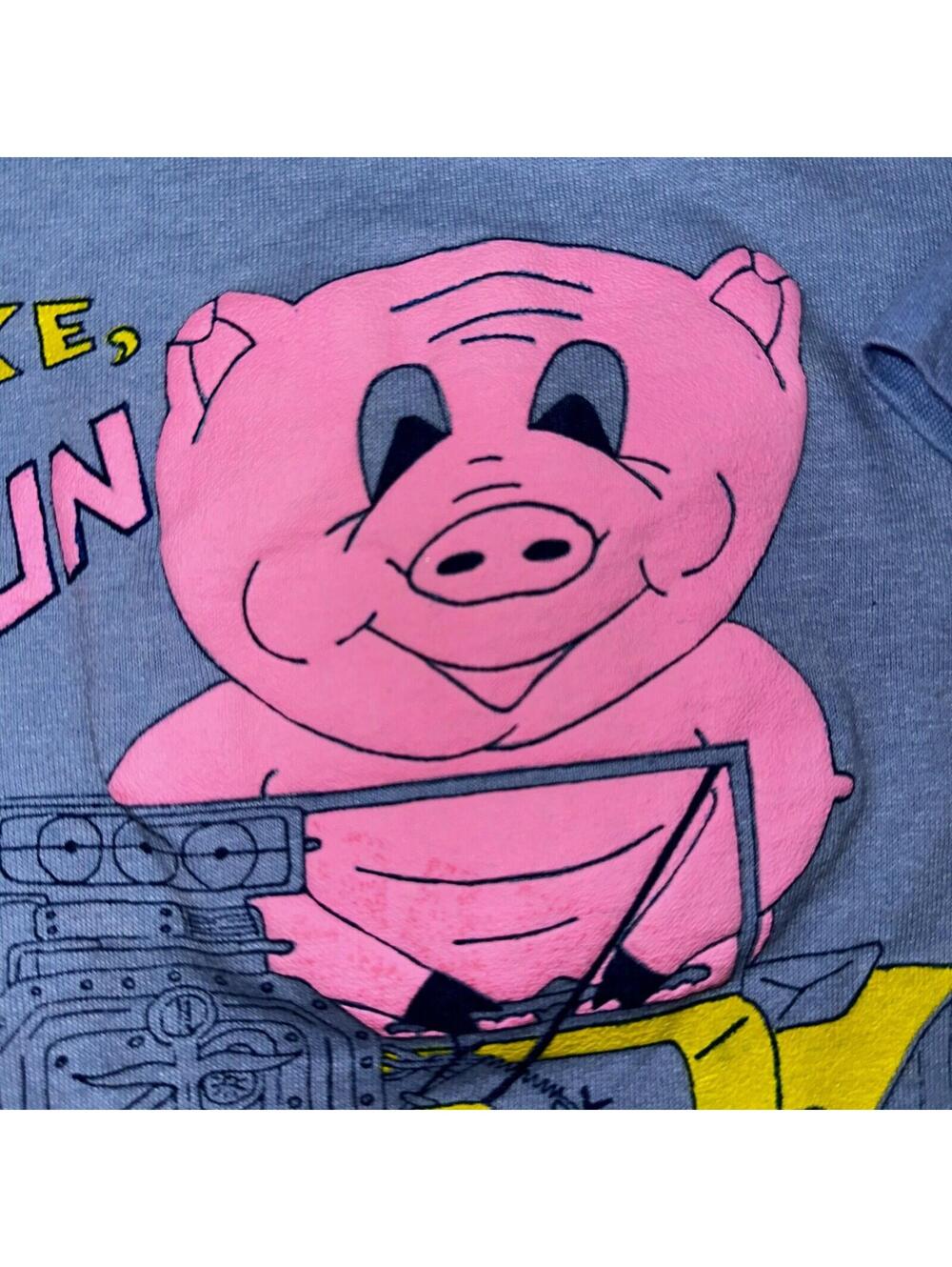 Pig Run and Feed 80s VTG T Shirt 1988 Cute Fun Graphic Racing Cars Soap Lake WA - Picture 3 of 7